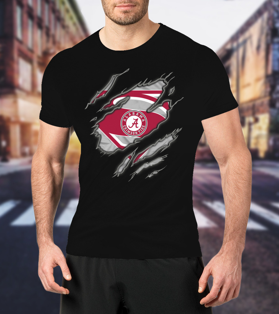 Alabama Crimson Tide Superman Logo Emblem With A Symbol And Red T-Shirt