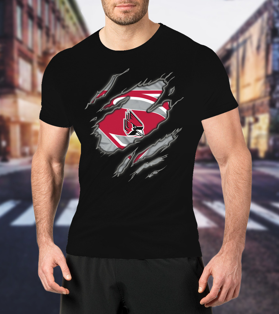 Ball State Cardinals Superman Logo With Claw Marks T-Shirt