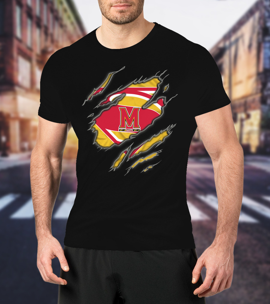 Maryland Terrapins Superman Logo Ripped Reveal T-Shirt