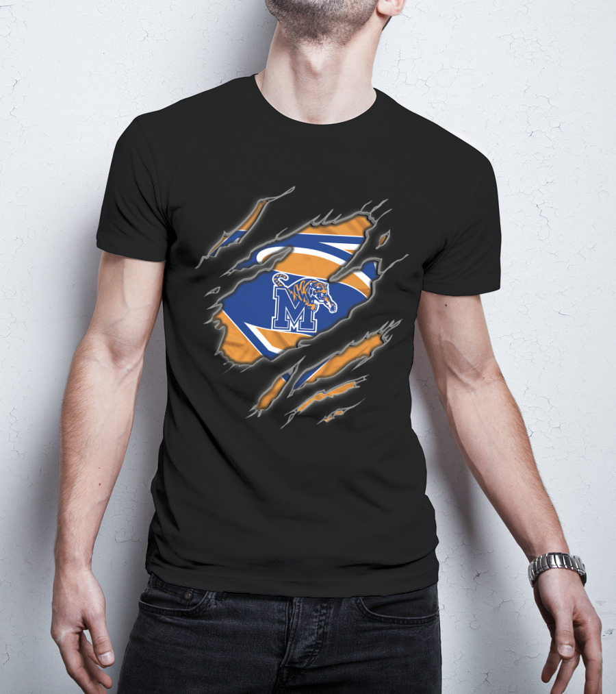 Memphis Tigers Superman Logo With Tiger And Claw Marks T-Shirt