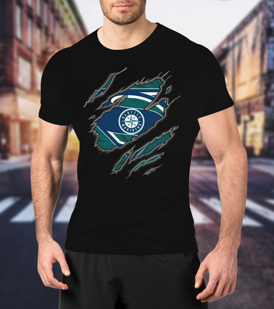 Seattle Mariners Superman Logo Claw Reveal T-Shirt