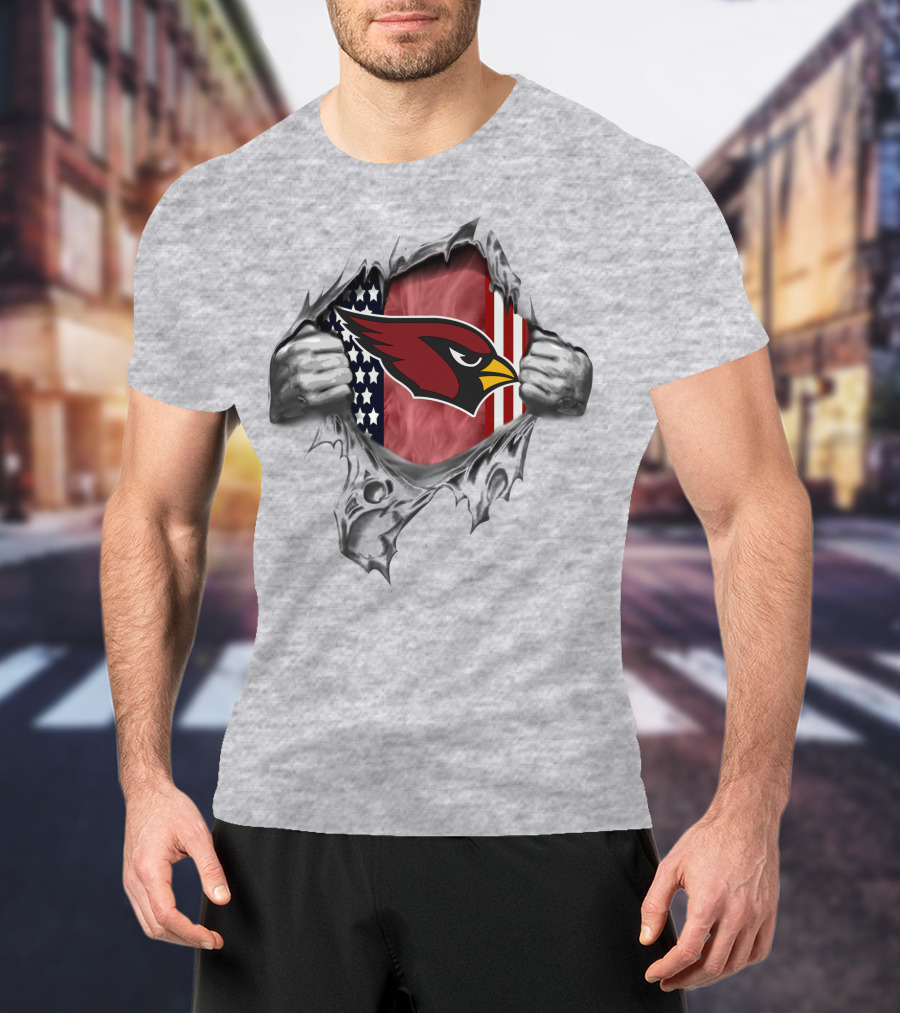 Arizona Cardinals Logo American Flag T-Shirt
