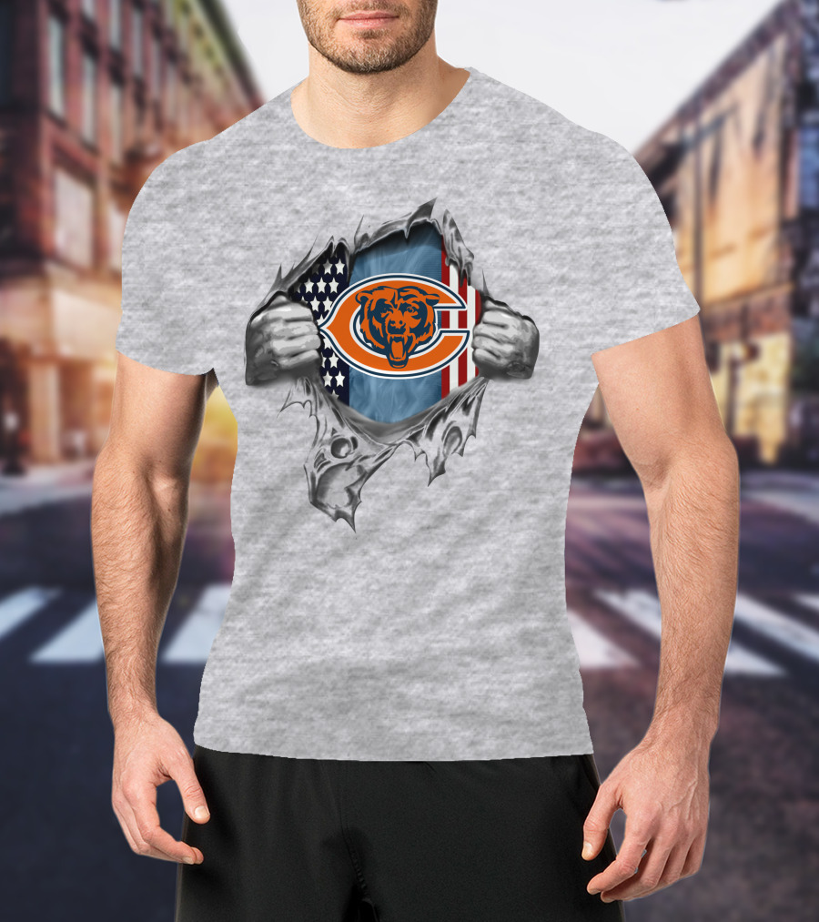 Chicago Bears American Flag Rip T-Shirt