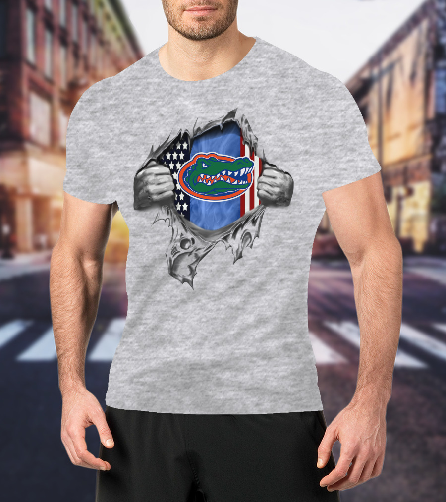Florida Gators American Flag Alligator Logo Unveiling T-Shirt