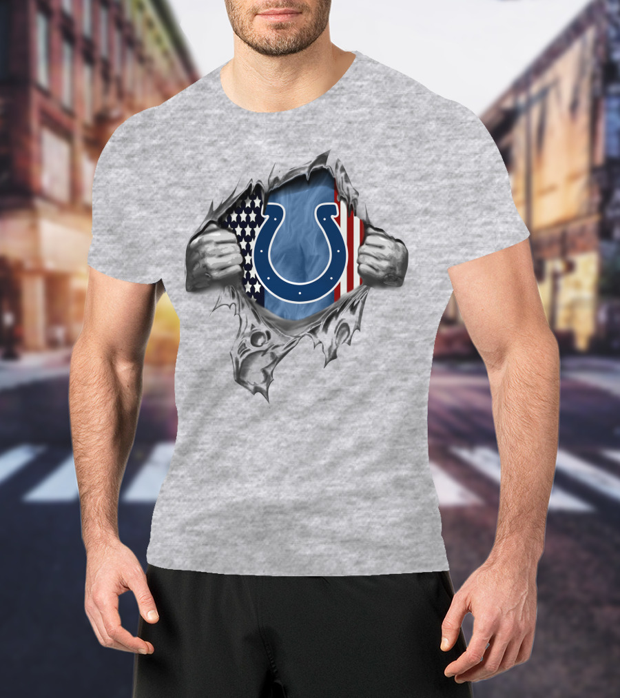 American Flag Indianapolis Colts Logo Tear T-Shirt