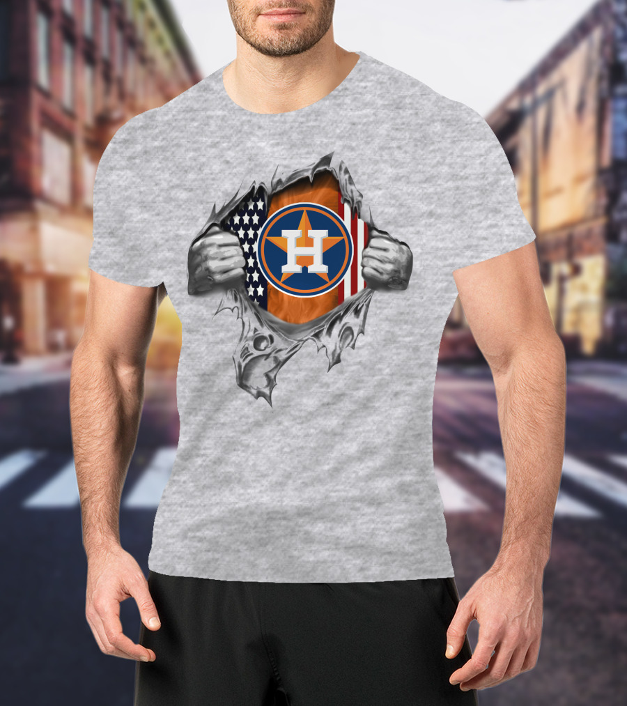 Houston Astros American Flag Patriotic T-Shirt