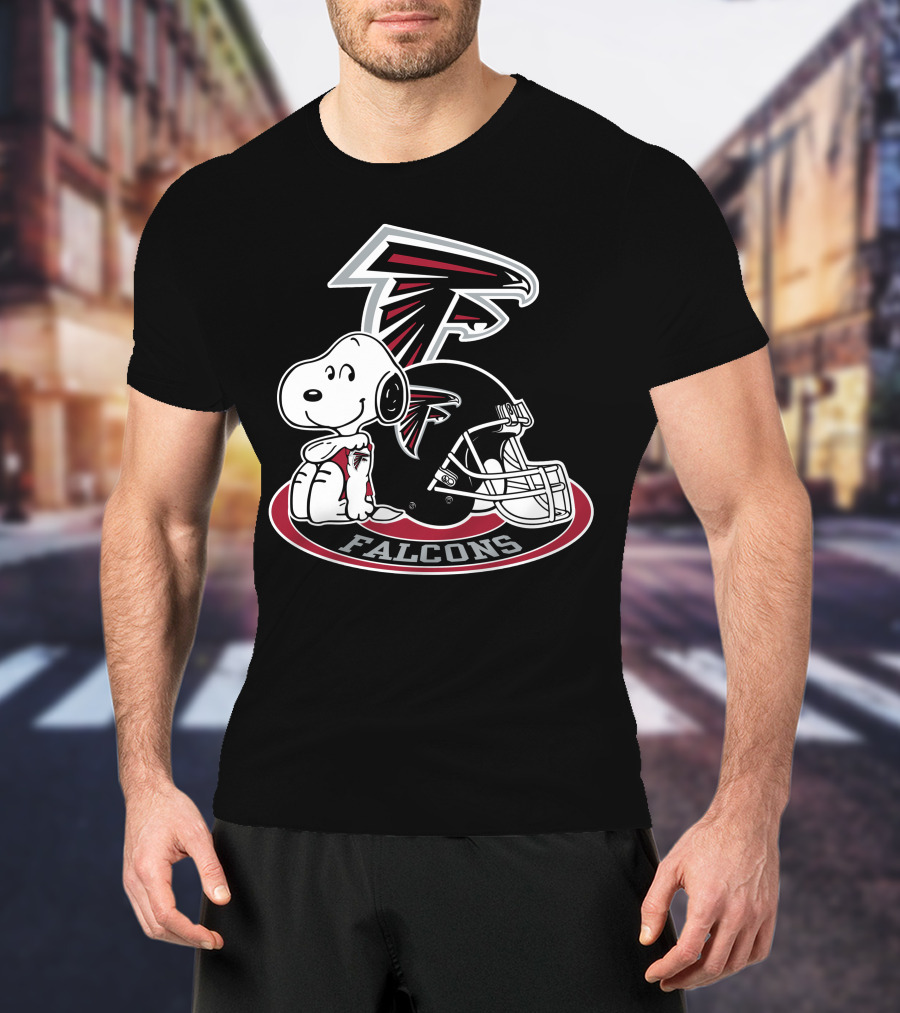 Atlanta Falcons Snoopy With Falcons Logo And Helmet T-Shirt