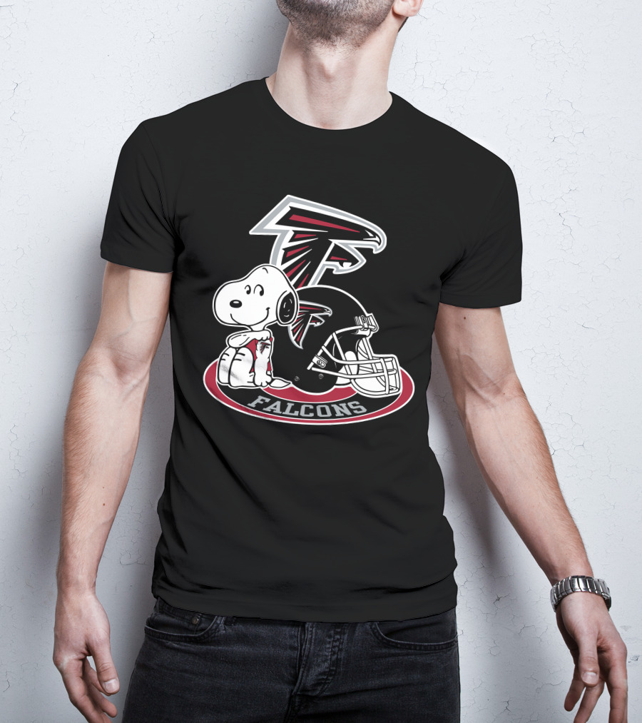 Atlanta Falcons Snoopy With Falcons Logo And Helmet T-Shirt