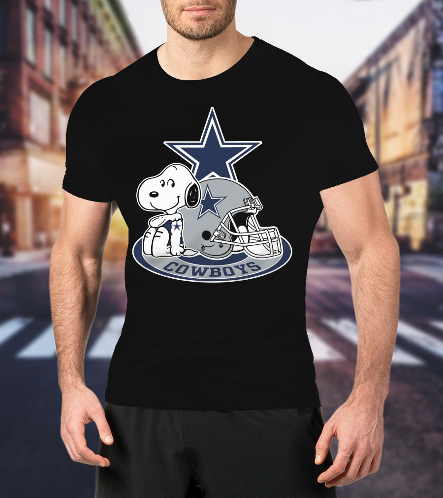 Dallas Cowboys Snoopy With Star Logo And Helmet T-Shirt