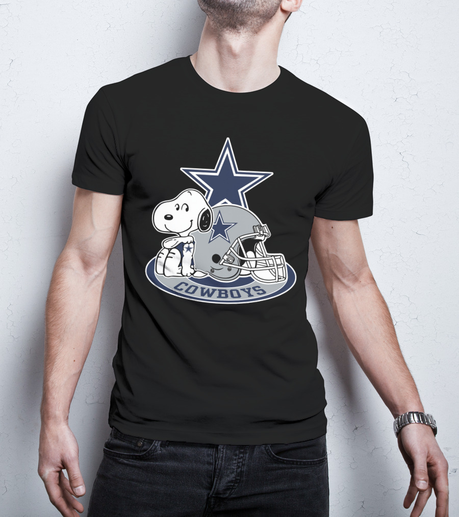 Dallas Cowboys Snoopy With Star Logo And Helmet T-Shirt
