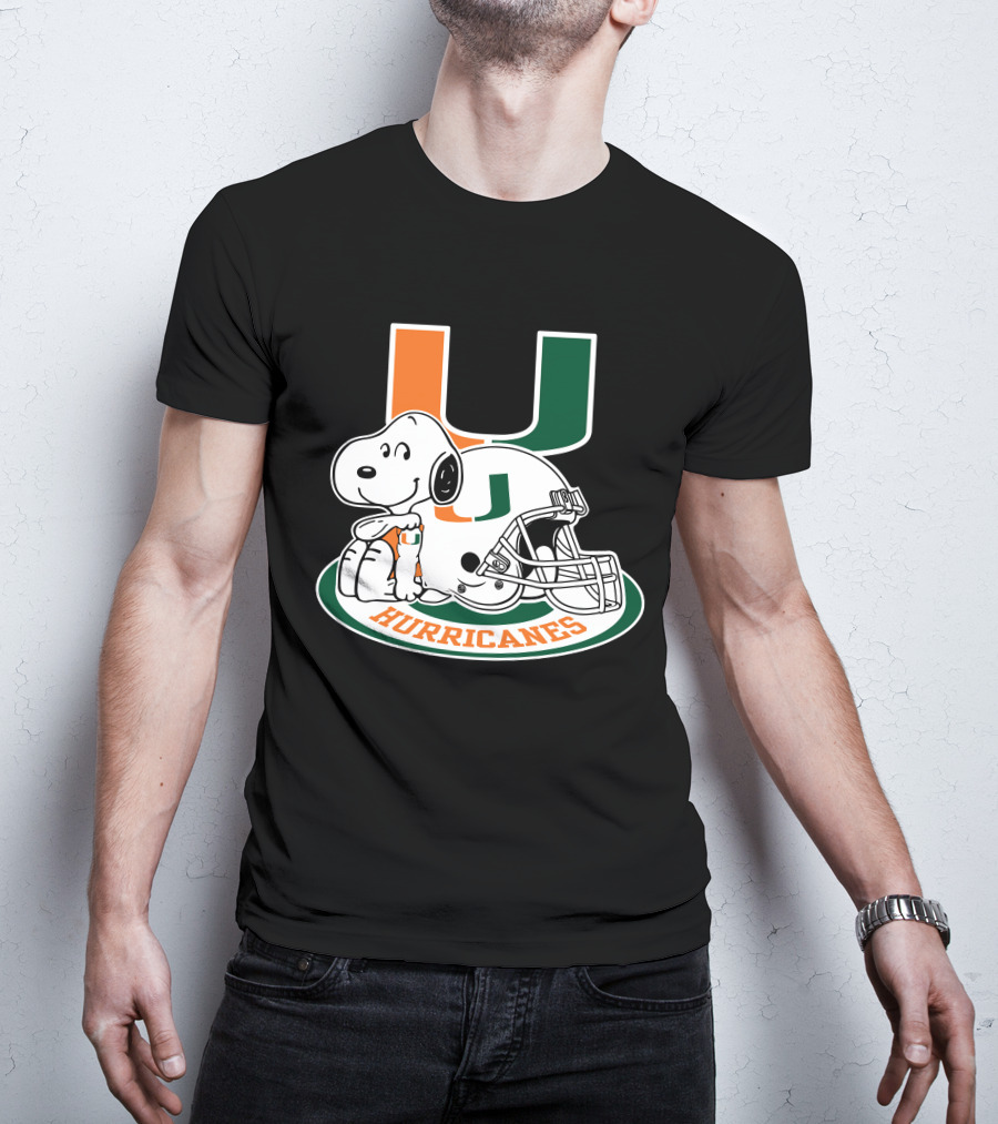 Miami Hurricanes Snoopy U Logo Helmet T-Shirt