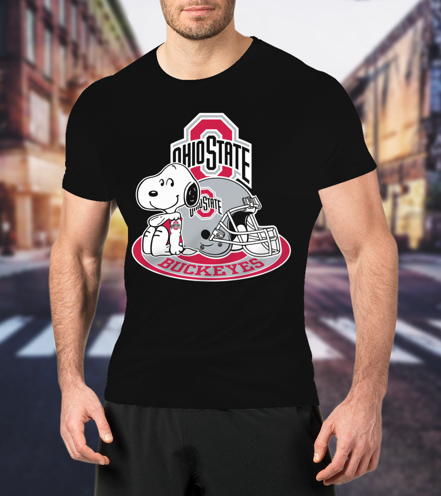 Ohio State Buckeyes Snoopy With Logo And Helmet T-Shirt