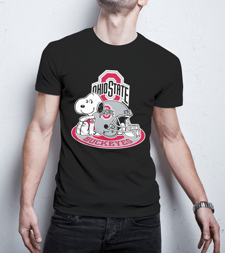 Ohio State Buckeyes Snoopy With Logo And Helmet T-Shirt