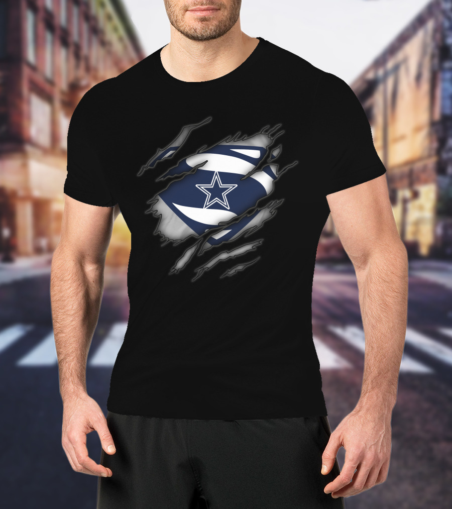 Dallas Cowboys Fan Superman Star Logo Hidden Reveal T-Shirt