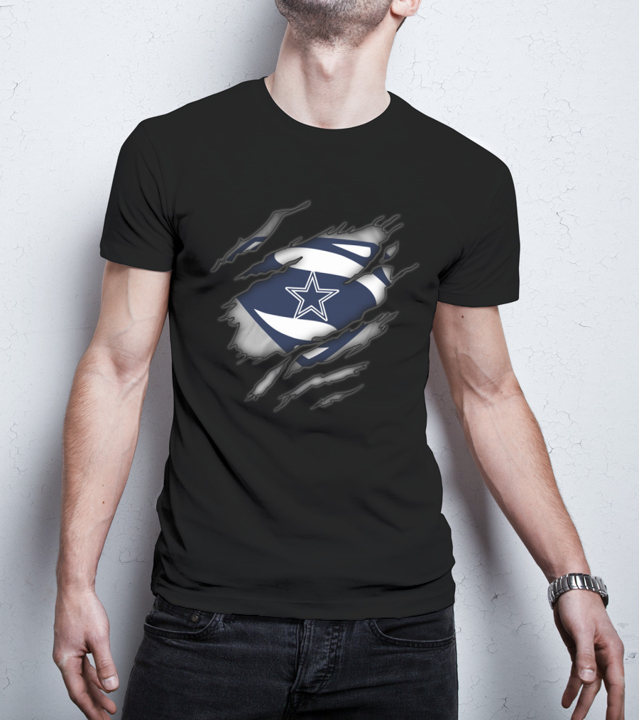 Dallas Cowboys Fan Superman Star Logo Hidden Reveal T-Shirt