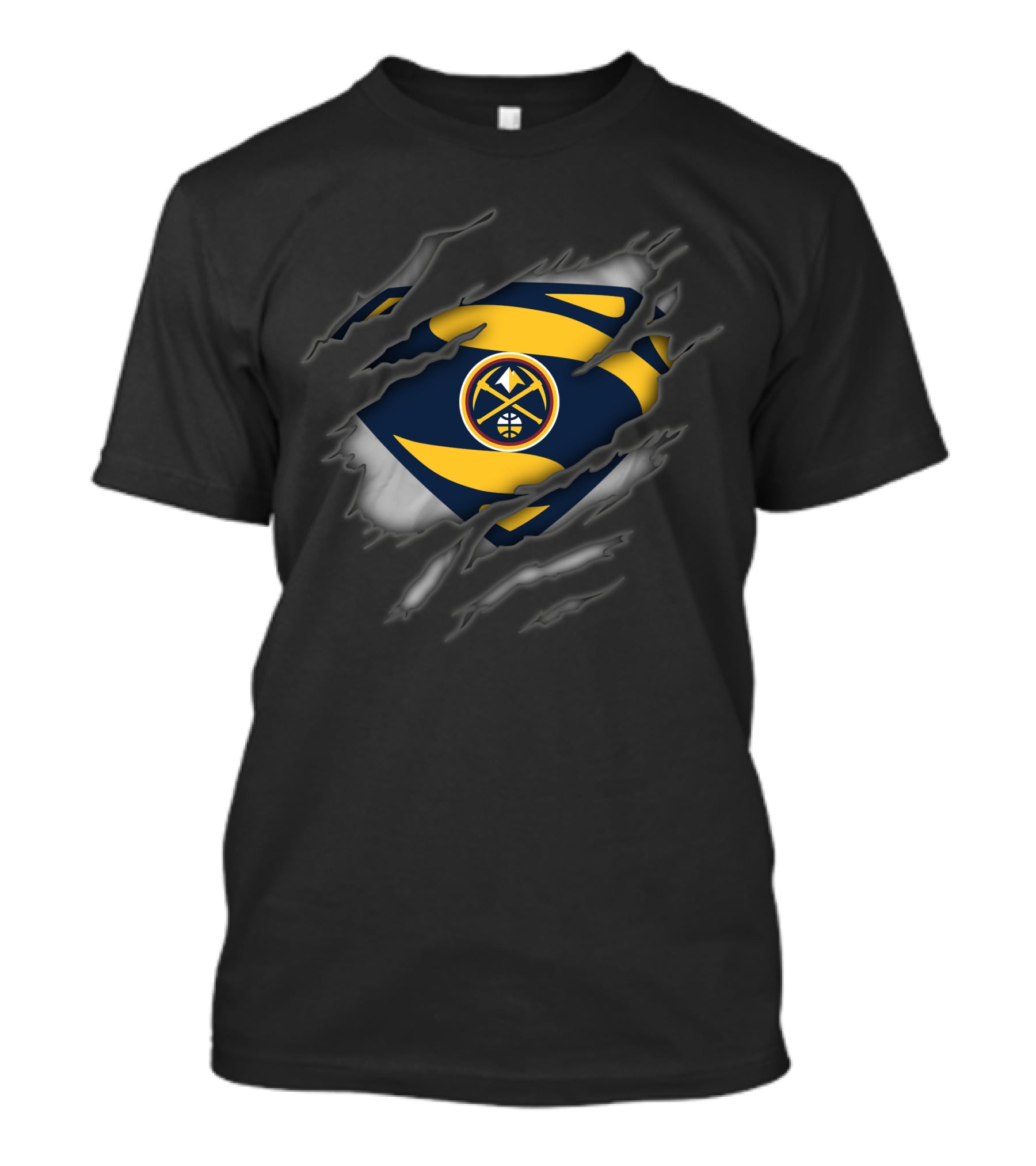 Denver Nuggets Ripped Superman Logo Style T-Shirt