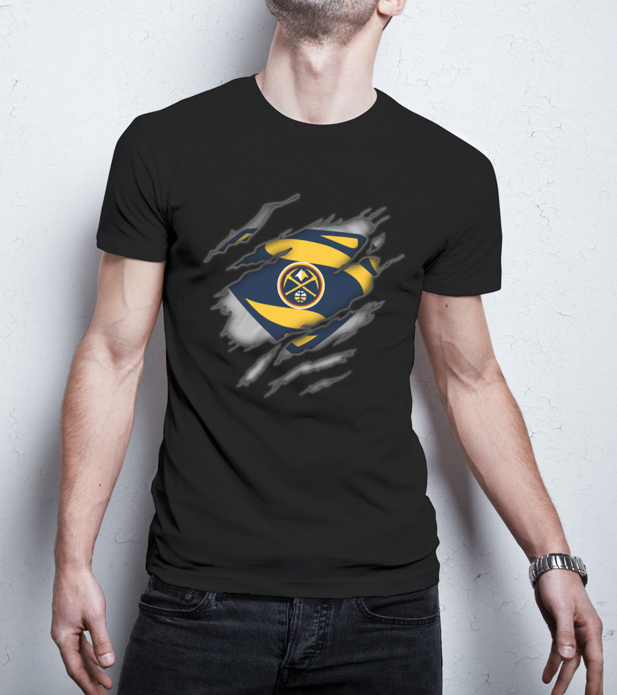 Denver Nuggets Ripped Superman Logo Style T-Shirt