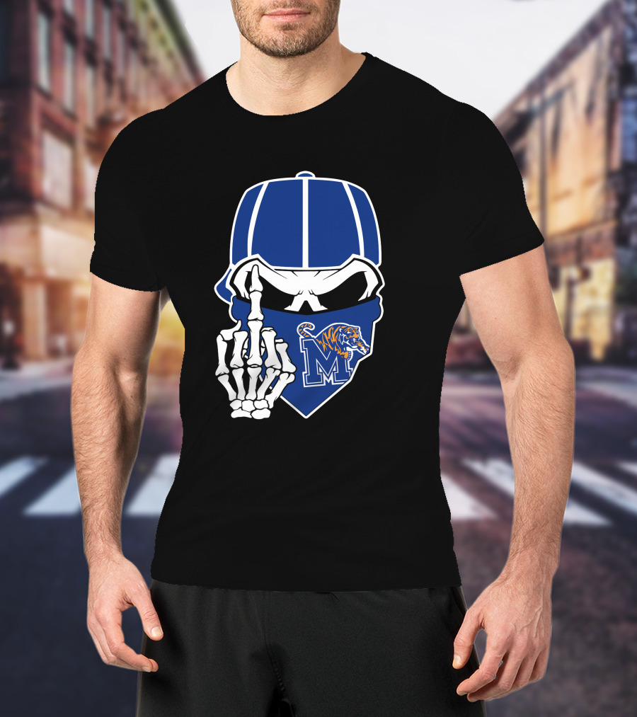 Memphis Tigers Skull Middle Finger Logo Football Team T-Shirt