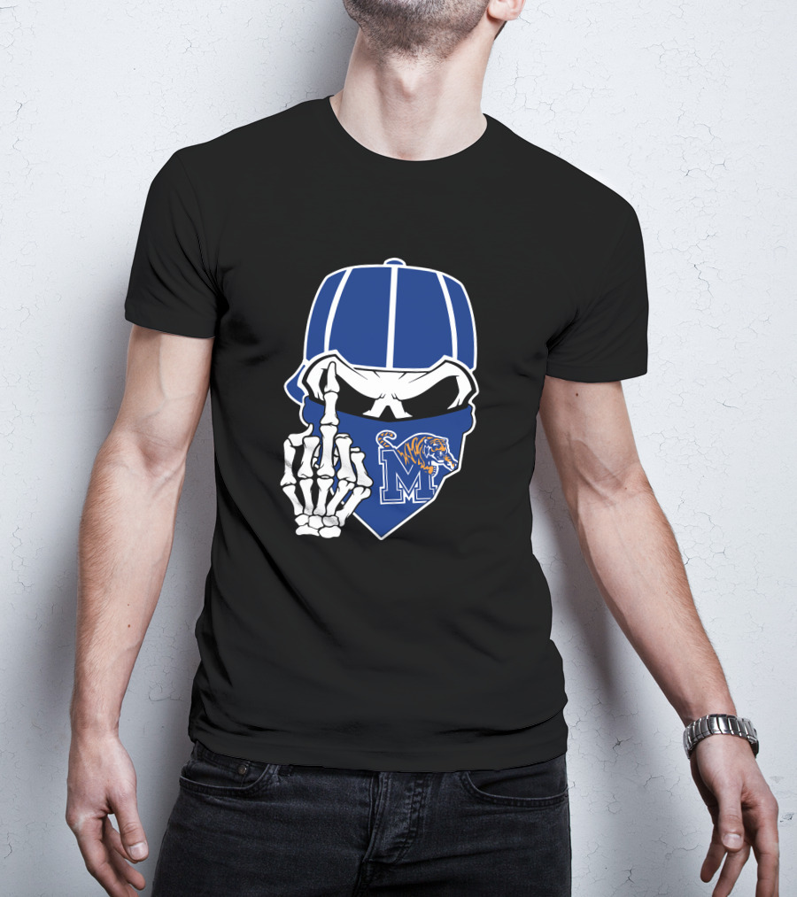 Memphis Tigers Skull Middle Finger Logo Football Team T-Shirt