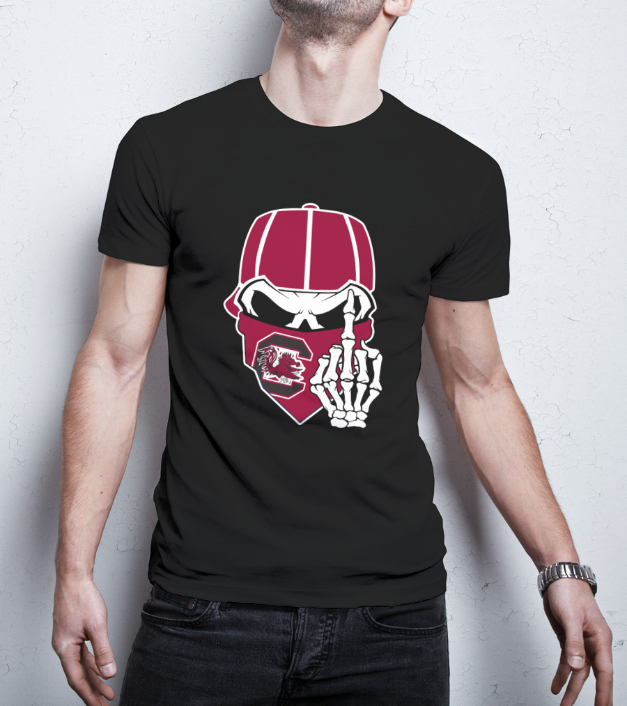 South Carolina Gamecocks Skull Bandana Skeleton Hand T-Shirt