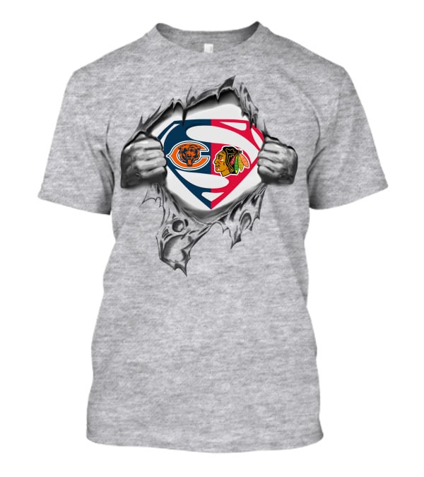 Chicago Bears Blackhawks Superman Crossover T-Shirt