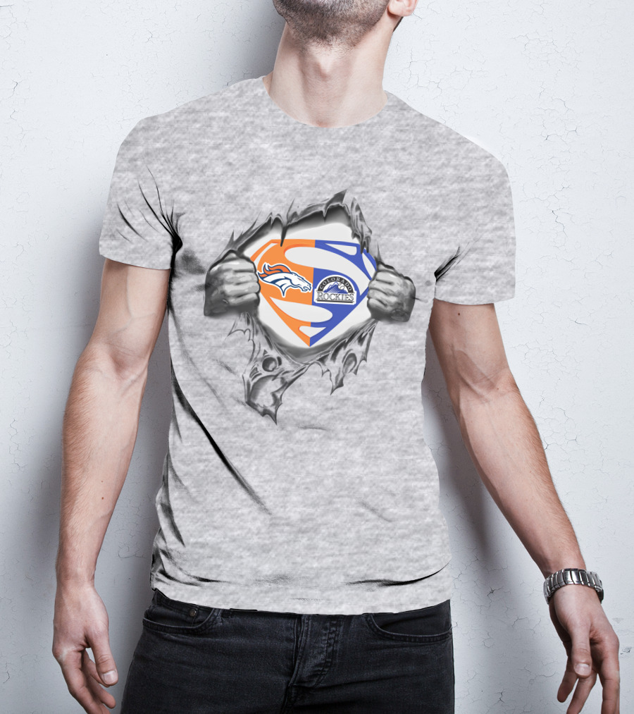 Broncos Colorado Rockies Superman Logo Fusion T-Shirt