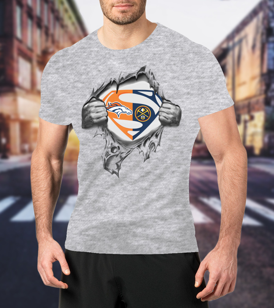 Denver Broncos Nuggets Superman Logo Mashup T-Shirt