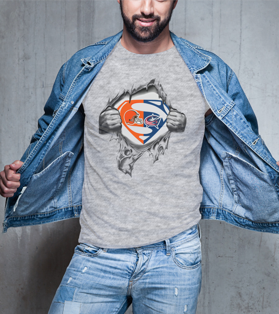 Browns Columbus Blue Jackets Superman Logo Mashup T-Shirt