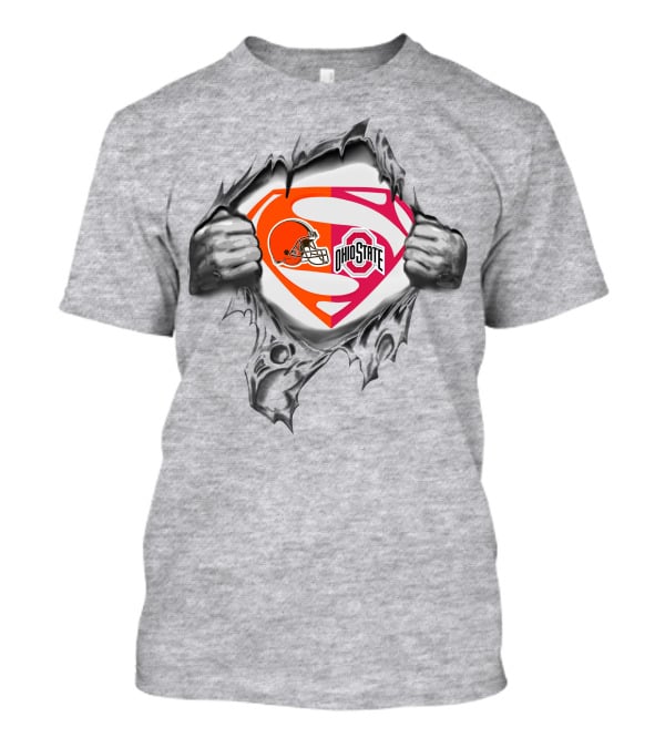 Browns Superman Ohio State Buckeyes Logo Tear T-Shirt