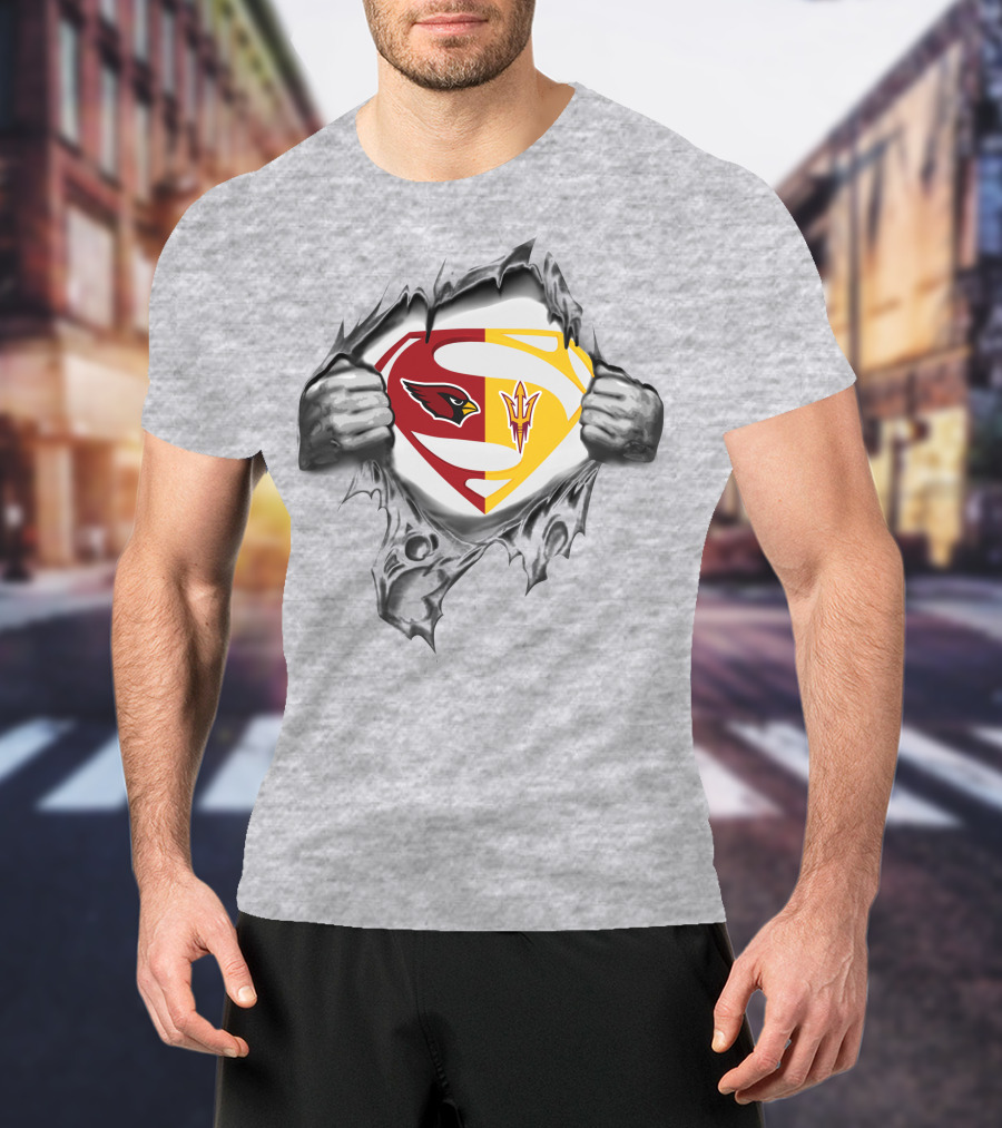 Arizona Cardinals Arizona State Sun Devils Superman Logo Fusion T-Shirt