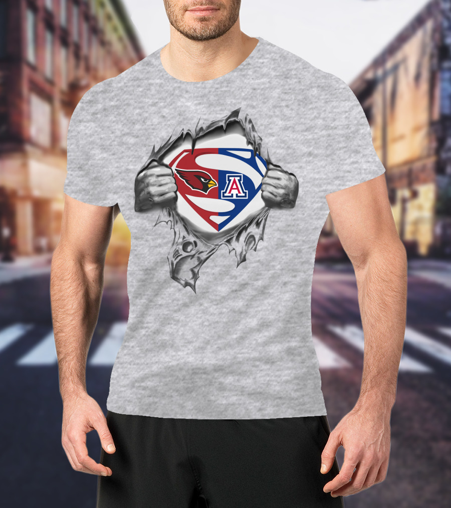 Cardinals Arizona Wildcats Superman Logo Mashup T-Shirt