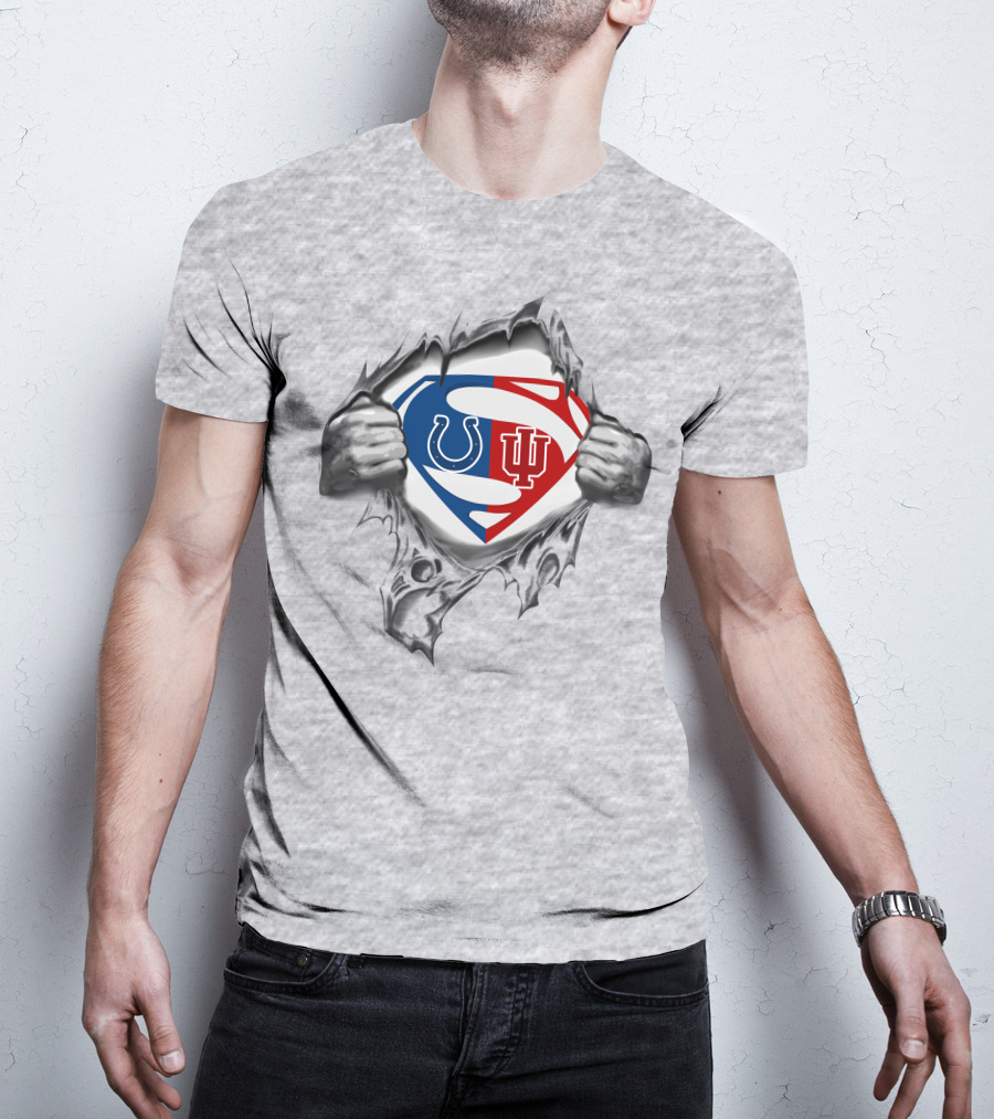 Colts Indiana Hoosiers Superman Symbol Torn Reveal T-Shirt