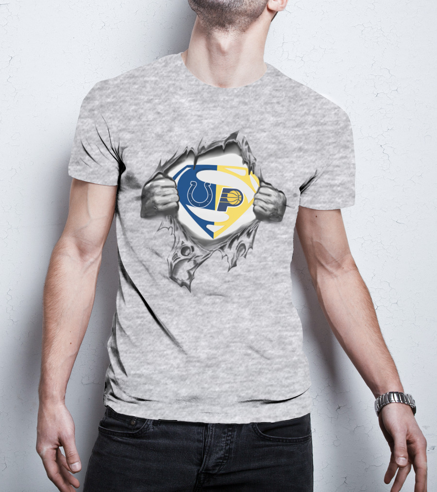 Indianapolis Colts Indiana Pacers Superman Logo Combination T-Shirt