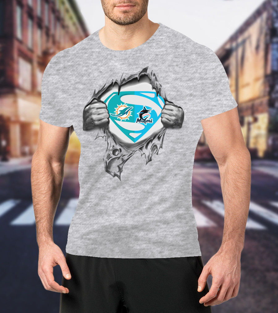 Miami Dolphins Miami Marlins Superman T-Shirt