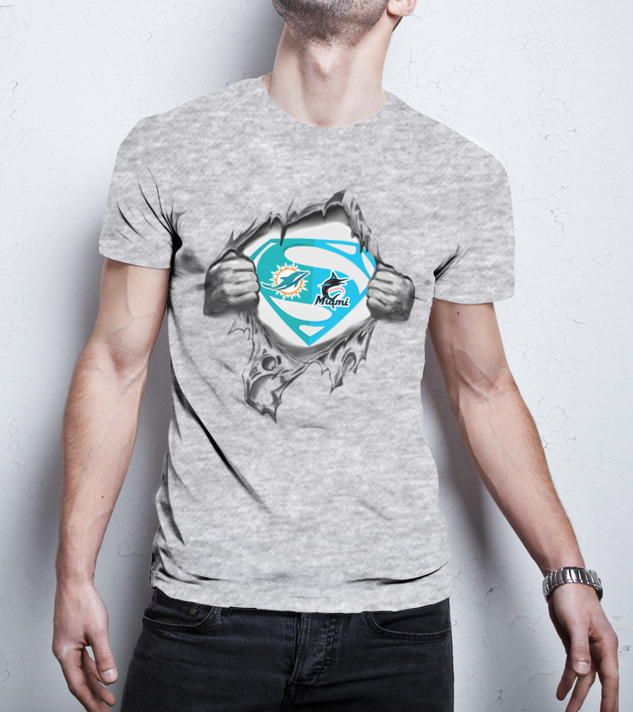 Miami Dolphins Miami Marlins Superman T-Shirt
