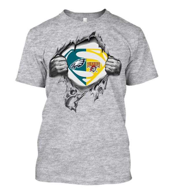 Eagles Pittsburgh Pirates Superman Logo Combination T-Shirt