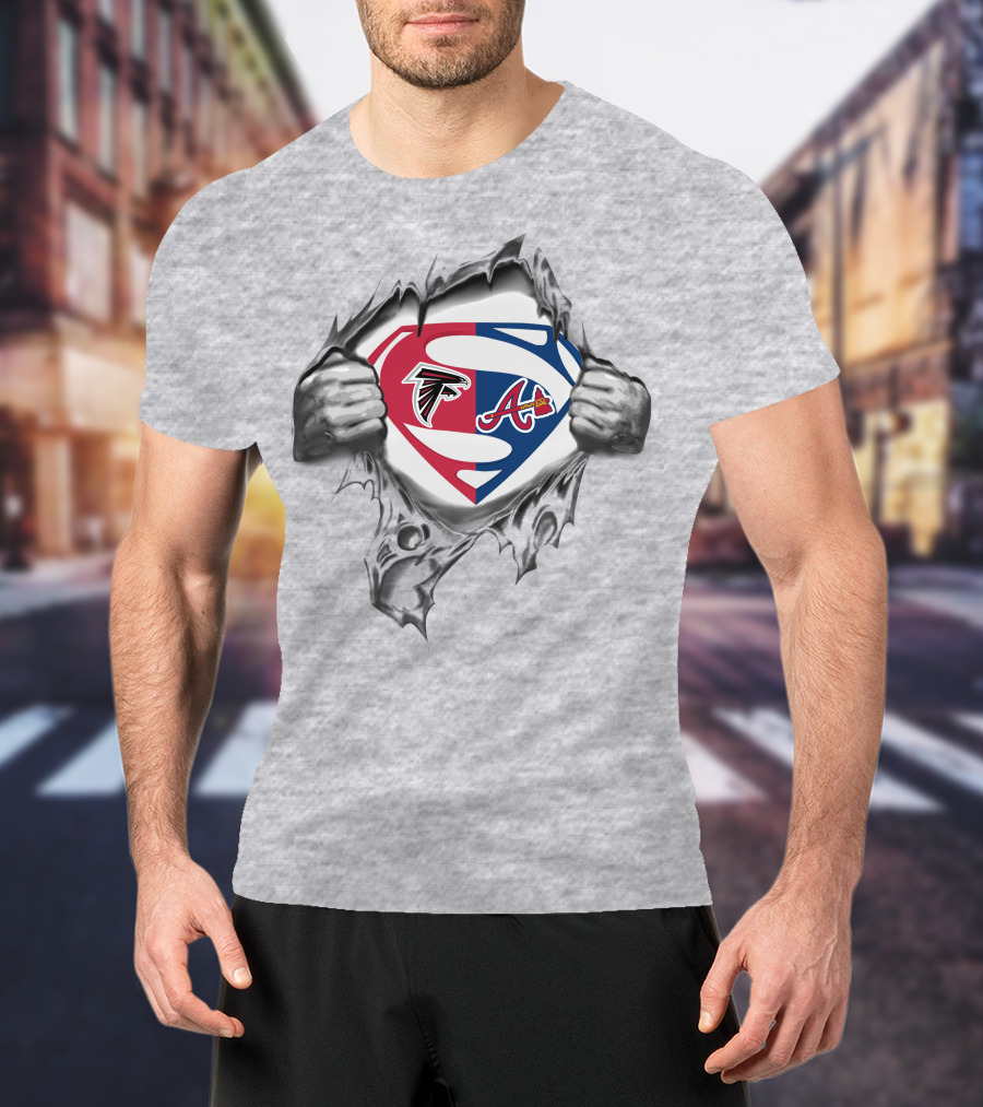 Atlanta Falcons Braves Superman Logo Fusion T-Shirt