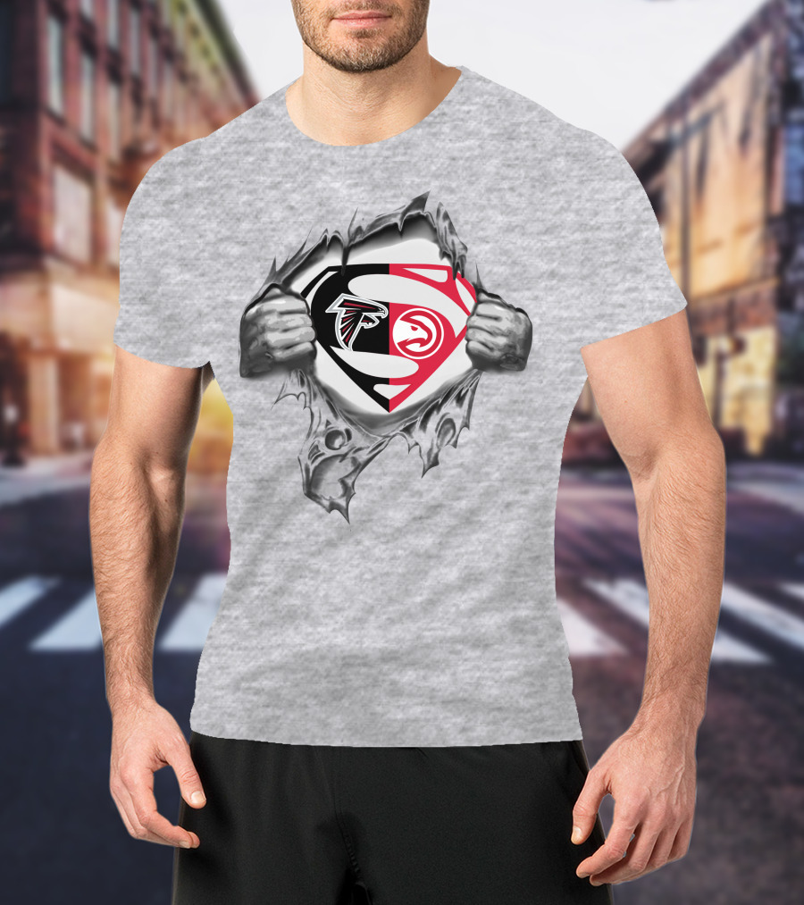 Atlanta Falcons Hawks Superman Logo Mashup T-Shirt