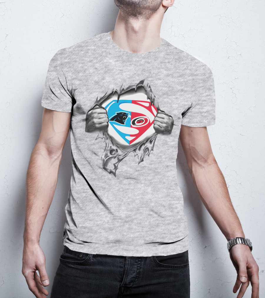 Carolina Panthers Carolina Hurricanes Superman Logo Mashup T-Shirt