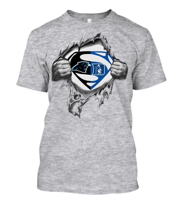 Carolina Panthers Duke Blue Devils Superman Logo Combo T-Shirt