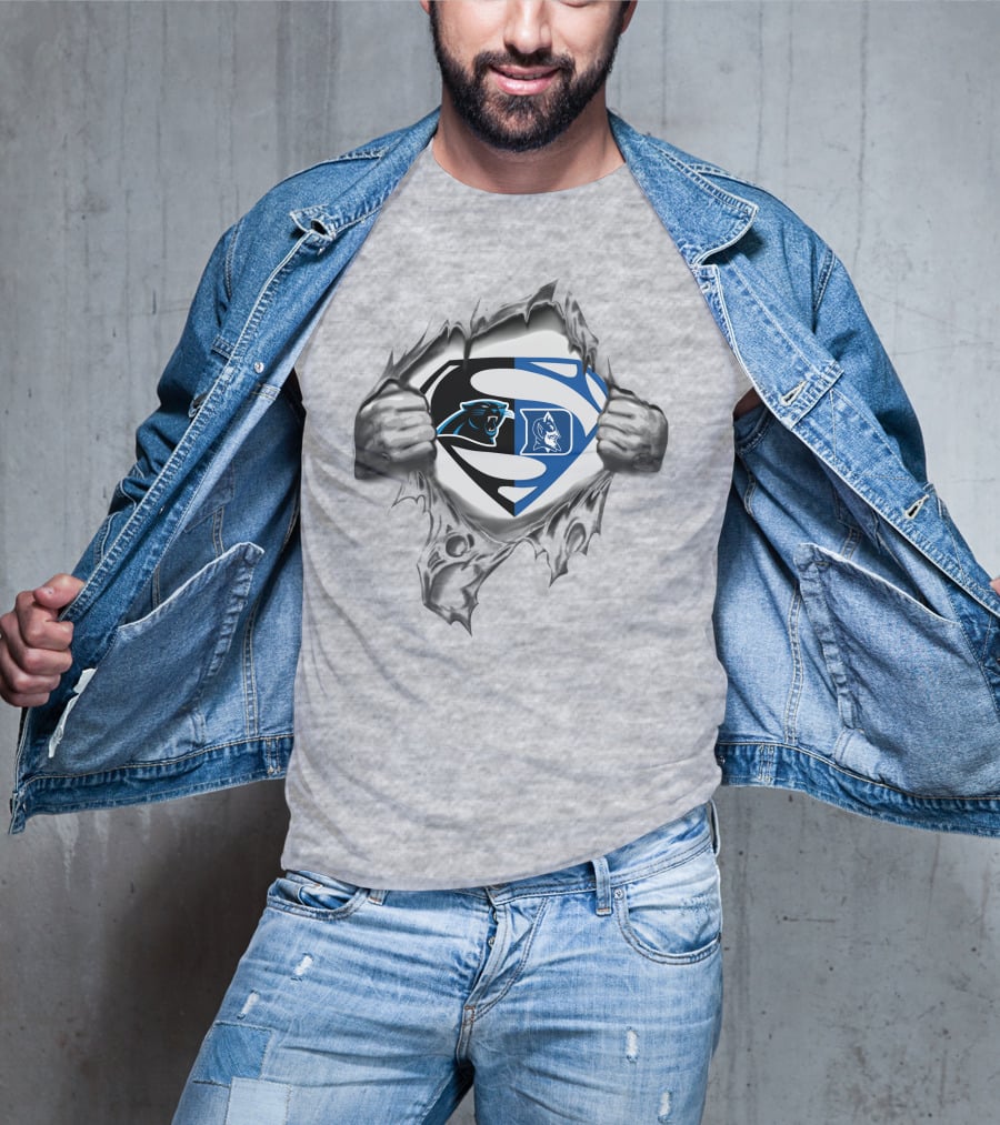 Carolina Panthers Duke Blue Devils Superman Logo Combo T-Shirt