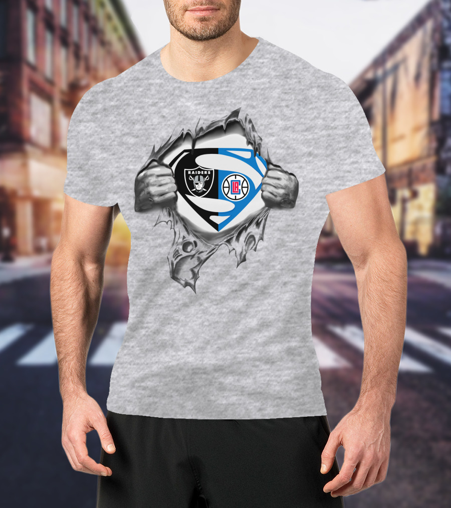Raiders La Clippers Superman Logo Fusion T-Shirt