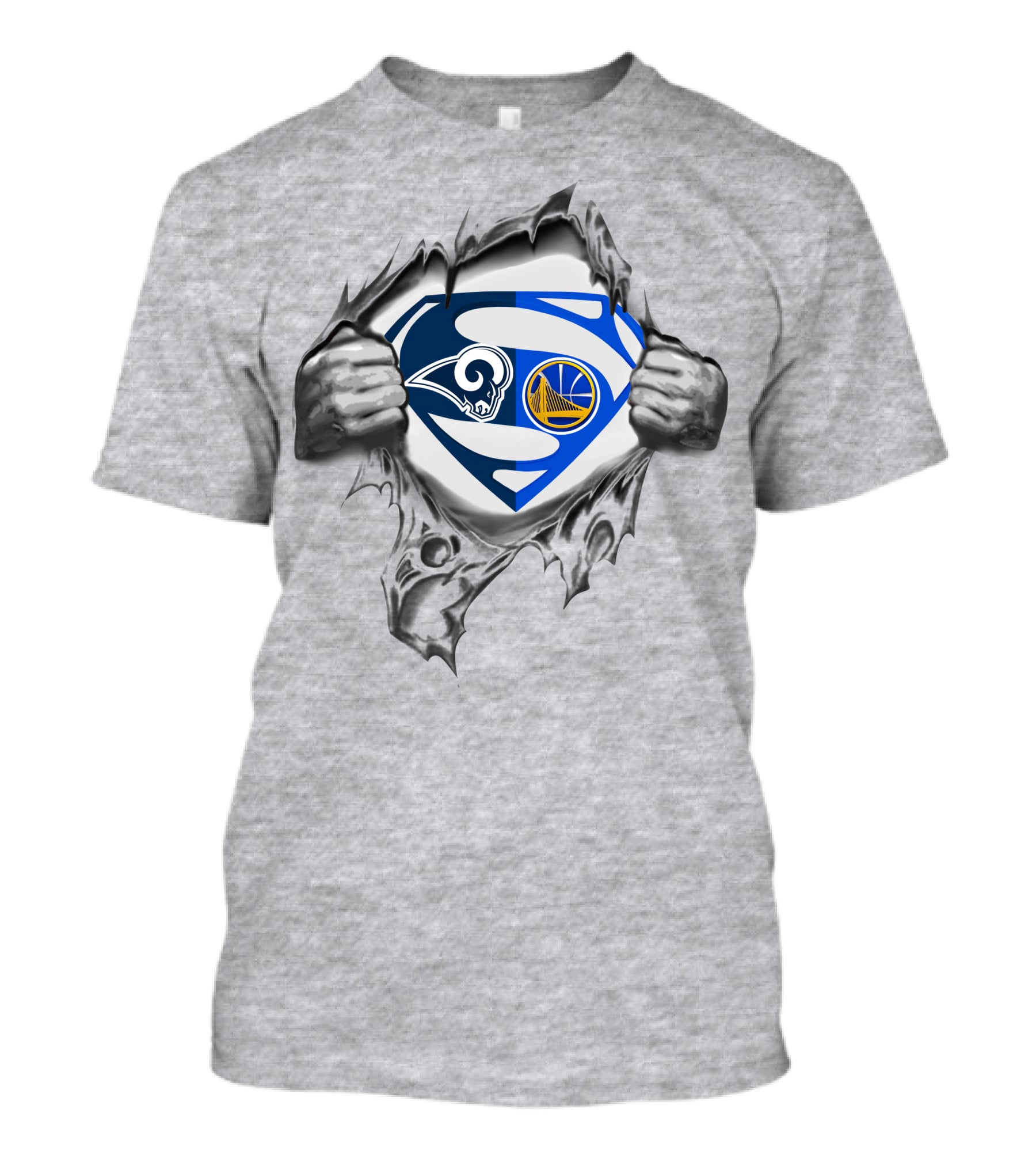 Rams Golden State Warriors Superman Logo Crossover T-Shirt