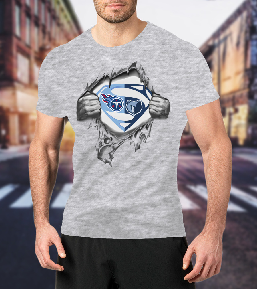Titans Memphis Grizzlies Superman Logo Mashup T-Shirt