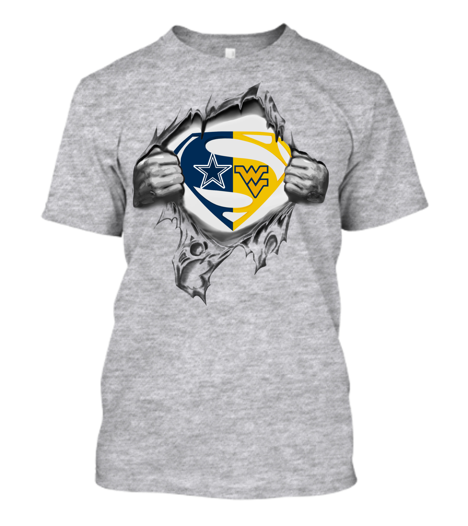 Cowboys West Virginia Mountaineers Superman Logo Fusion T-Shirt