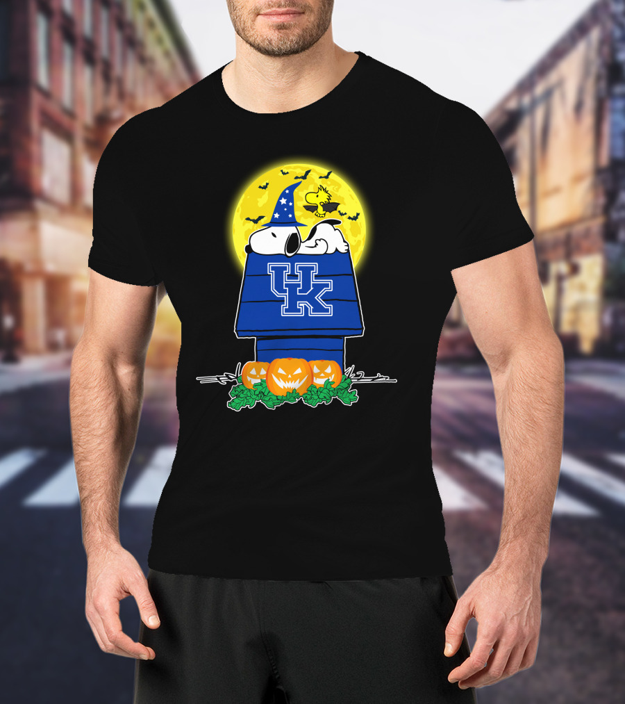Kentucky Wildcats Snoopy Halloween Moon Pumpkins Woodstock T-Shirt