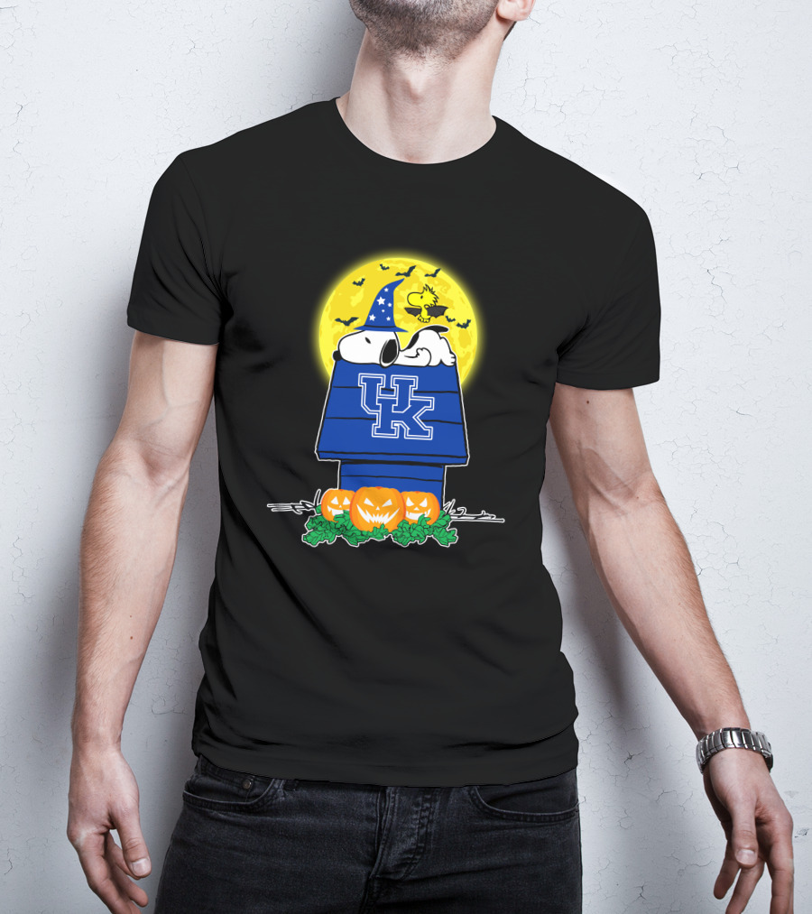 Kentucky Wildcats Snoopy Halloween Moon Pumpkins Woodstock T-Shirt