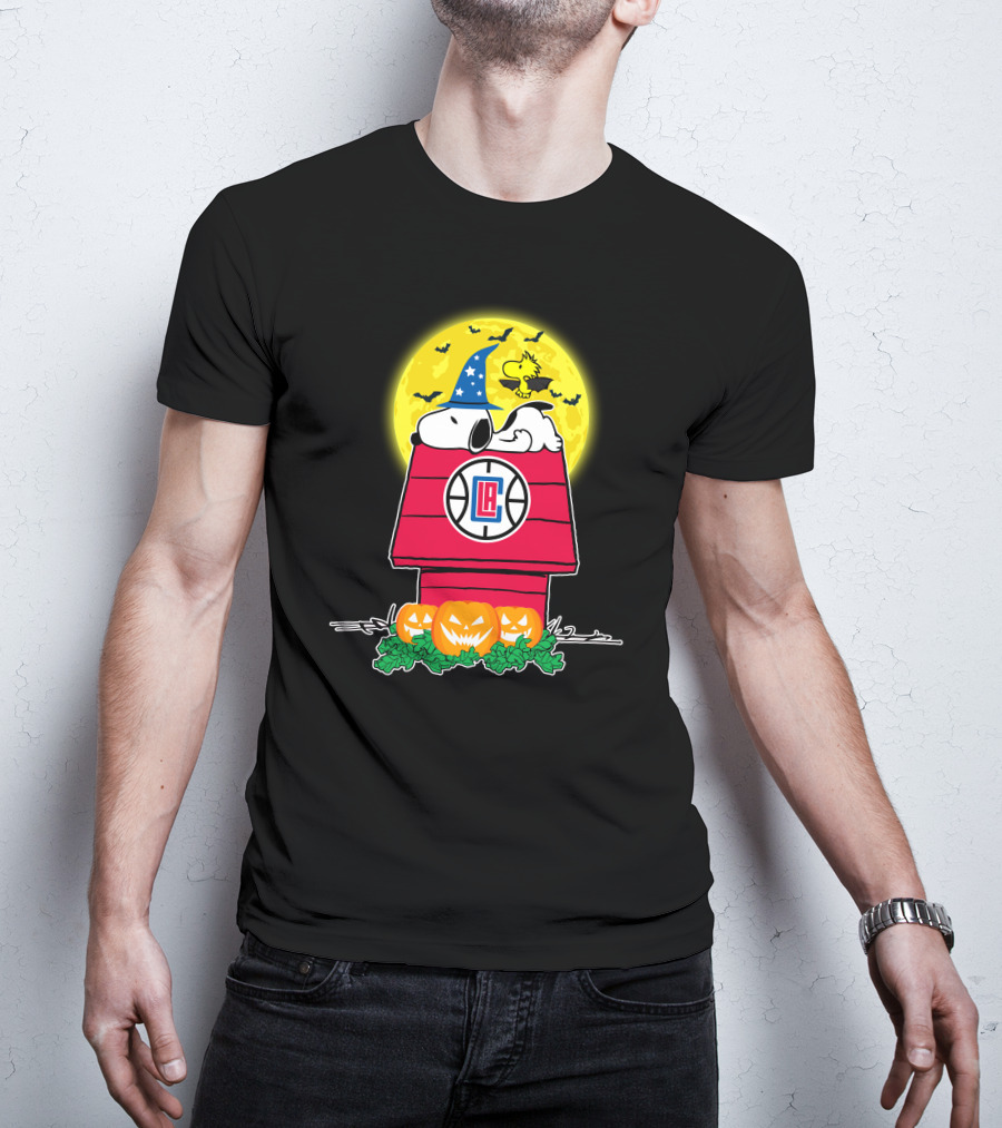 La Clippers Snoopy Halloween Peanuts Pumpkin Patch Moon Bats T-Shirt