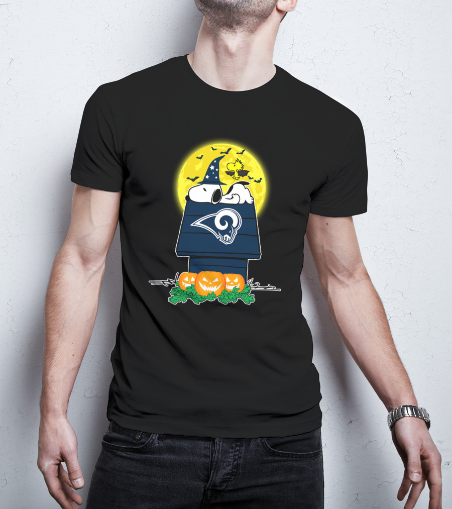 Los Angeles Rams Snoopy Halloween Peanuts Jack-O'-Lanterns Full Moon T-Shirt