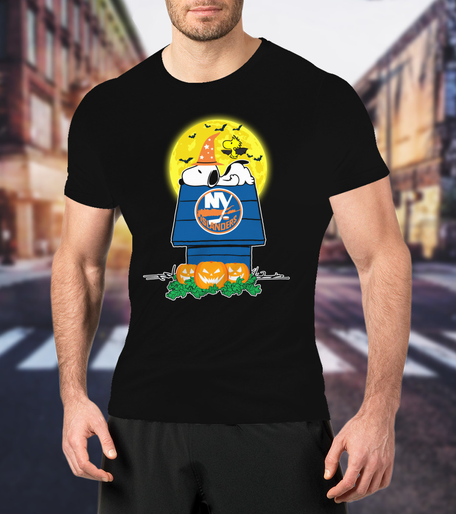 New York Islanders Snoopy Halloween Full Moon Pumpkins Wizards T-Shirt